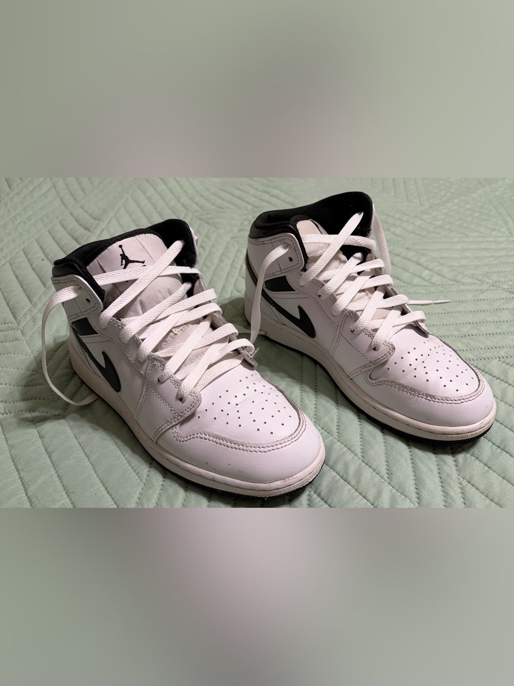 Nike Kids White and Black Mid-Top Sneakers